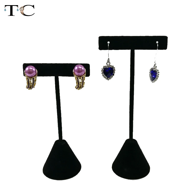 Черная бархатная Т образная подставка для сережек украшений витрина хранения 2