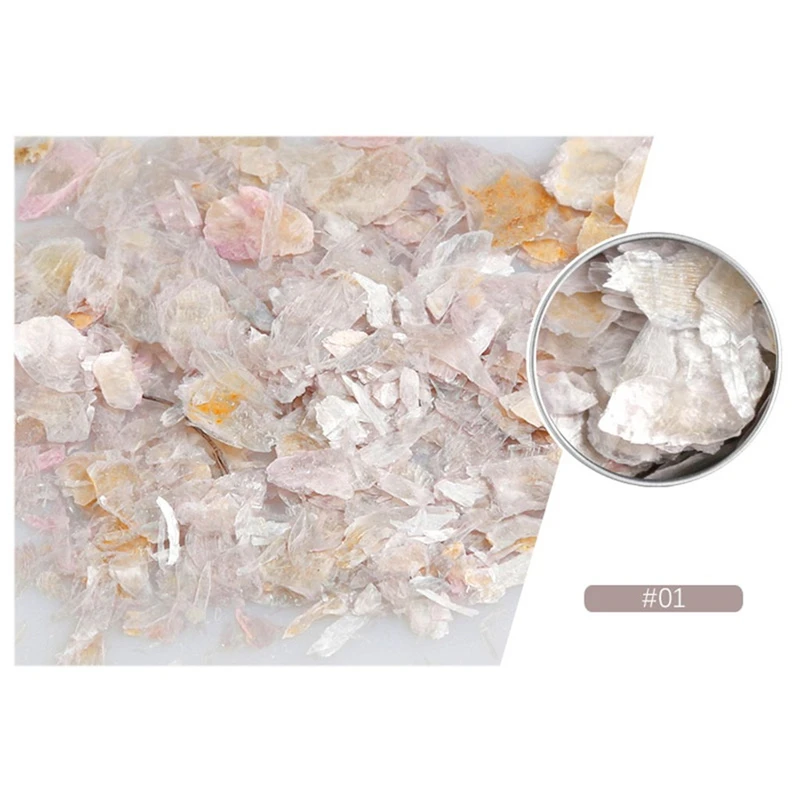 01 Nail Rock Slice Mica Slice Shell Slice Thin Fragment Mix Piece Nail Ornament Nail Art Jewelry Decoration Rose Gold 3D Charms - Цвет: 01