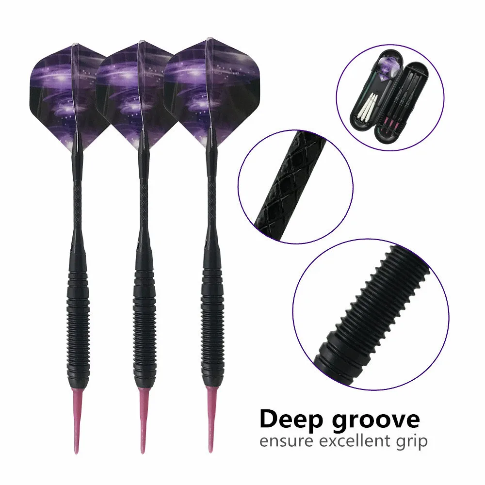 3Pcs 19g Electronic Safe Dart Nylon Soft Tip Black Iron Barrel Aluminum Shaft PET Flight Competition Training | Спорт и развлечения