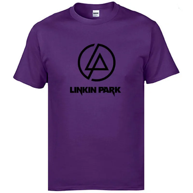 LINKIN PARK/мужская футболка с принтом; Повседневная забавная хлопковая футболка для мужчин; цвет черный, белый; Топ; футболка; забавная хипстерская рок-группа; Прямая поставка - Цвет: purple and black