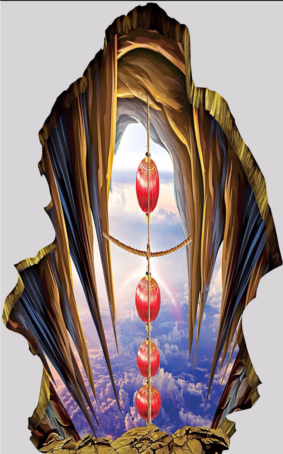 Бесплатная доставка 3D фонарь на веревке пол скалы покраска дорожка ванная