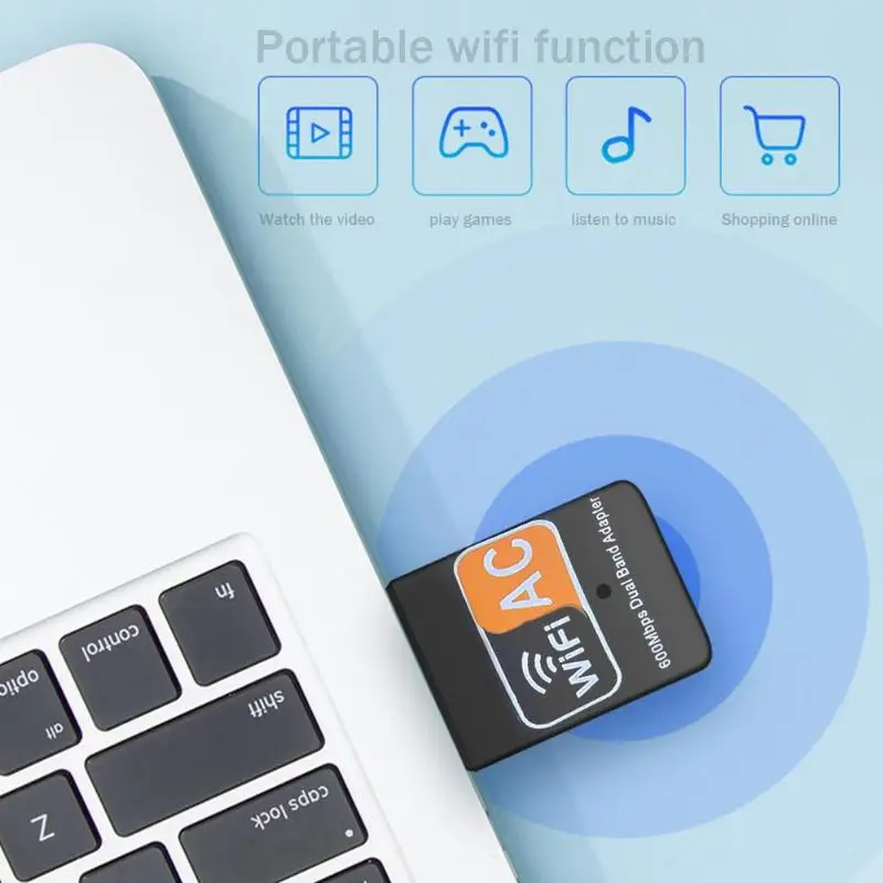 Беспроводной USB WiFi адаптер 600 Мбит/с ПК сетевая карта 2,4+ 5G двухдиапазонный приемник 600 Мбит/с Высокоскоростная передача 11AC Двухчастотная