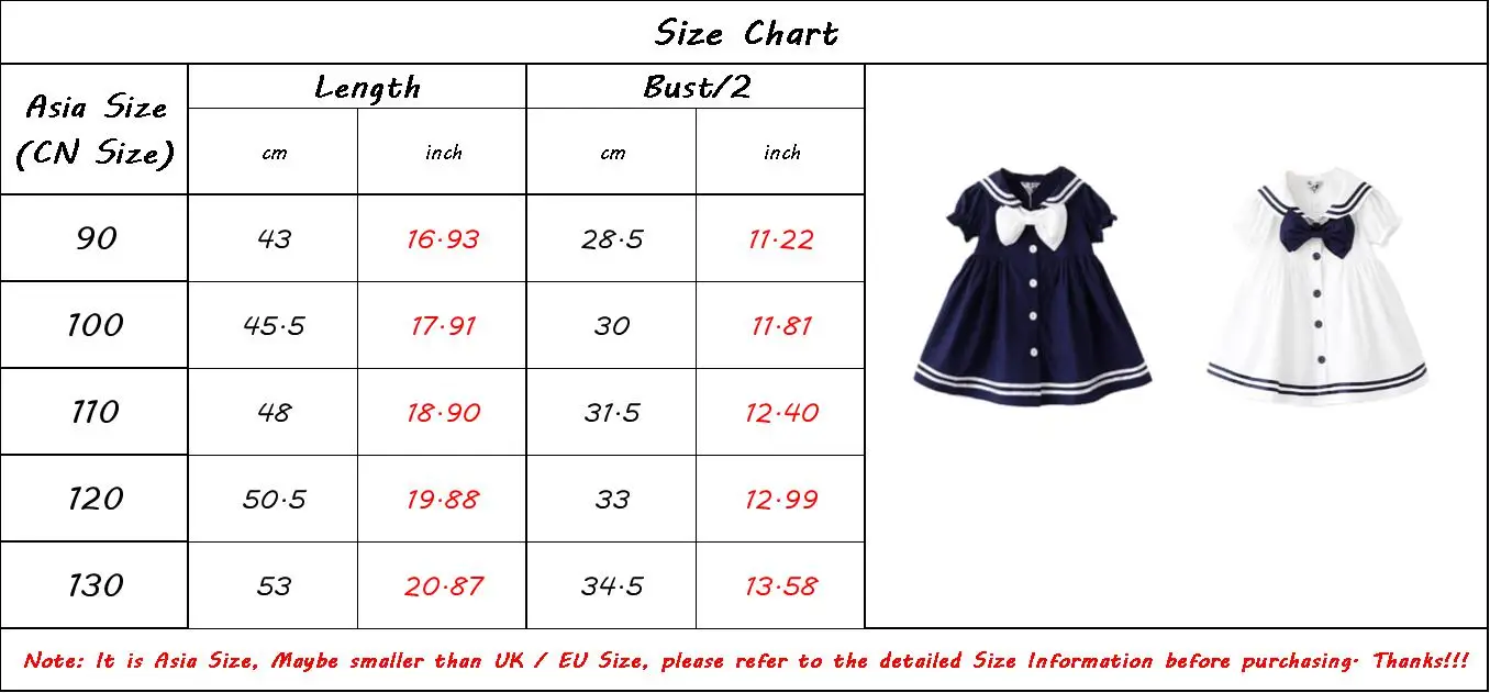 Girls Dresses Little Shirt Dress Navy Style Sailor Collar Bow Tie Puff Sleeves | Детская одежда и обувь