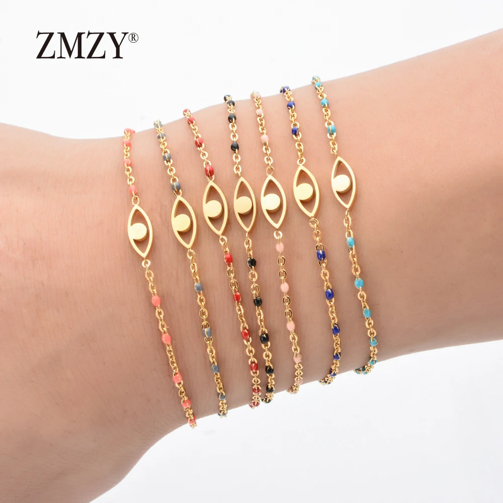 ZMZY 7 шт смешанных цветов Boho Evil Eye Шарм винтажный браслет из нержавеющей стали