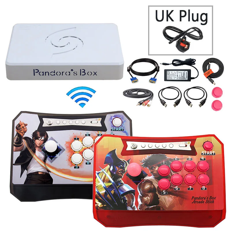 2P red KOF UK plug Ящик Пандоры 6 1300 в 1 беспроводный игровой контроллер Поддержка fba mame ps1 аркадная игра аркада джойстик борьба игровой контроллер комплект 3d - Цвет: 2P red KOF UK plug