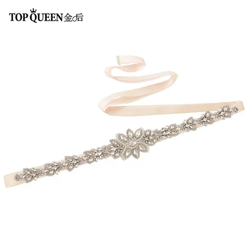 TOPQUEEN S410 стразы, свадебный пояс, пояс с серебряными бриллиантами и кристаллами для свадебного платья, свадебное украшение - Цвет: Baby pink