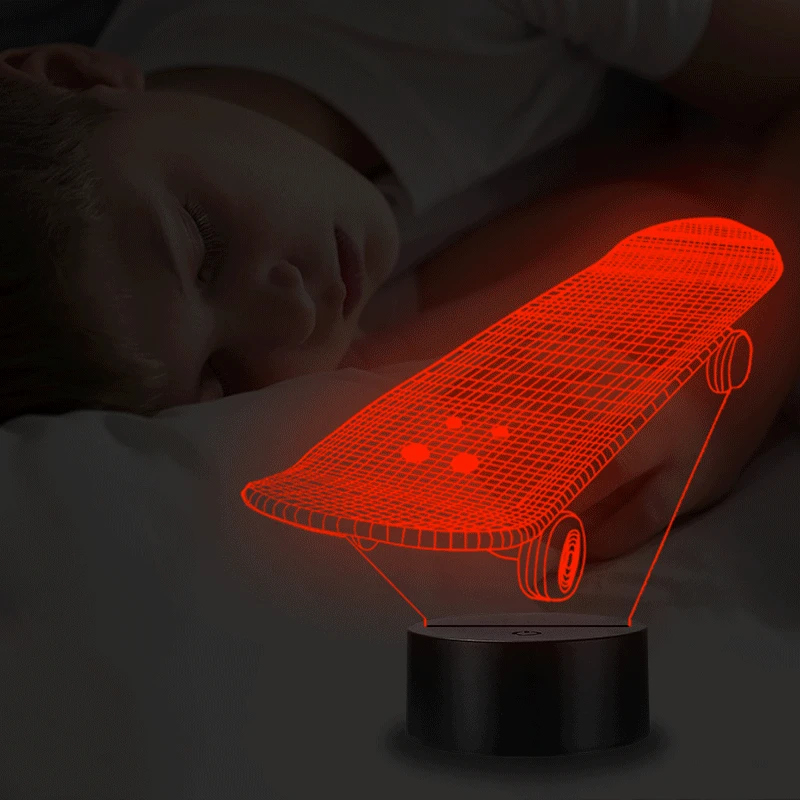 VCity модные скутер скейтборд 3D лампа светильник usb-портами и светодиодным