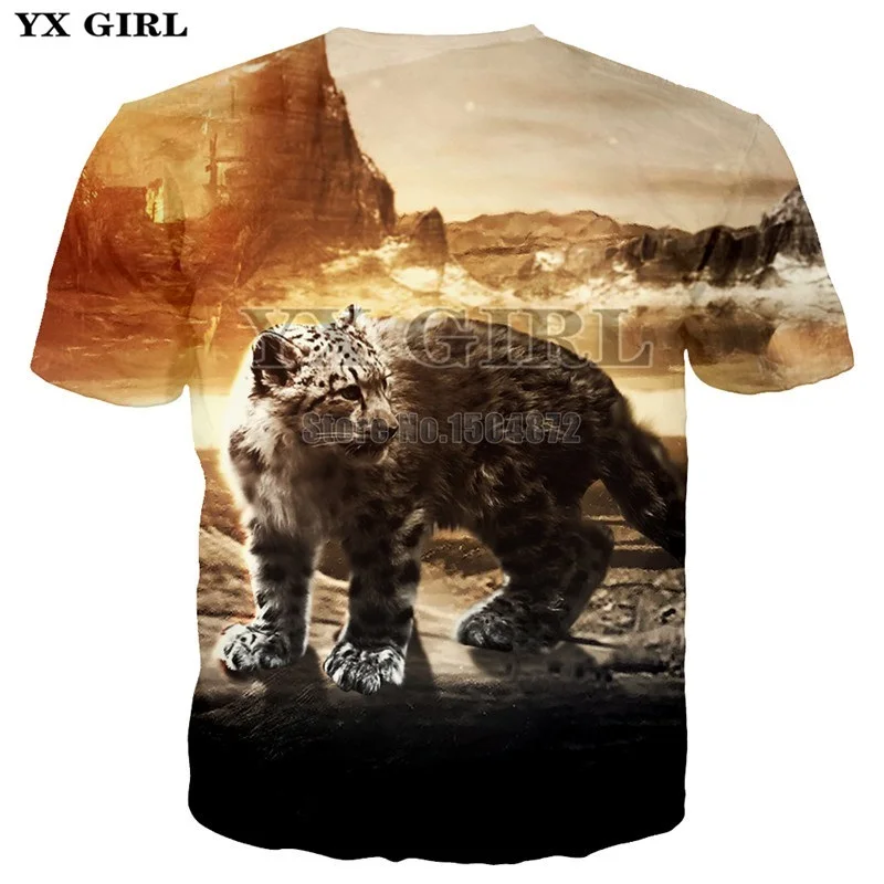 YX Girl бренд 2018 летние футболки с 3d принтом животных Футболка мужская Снежная
