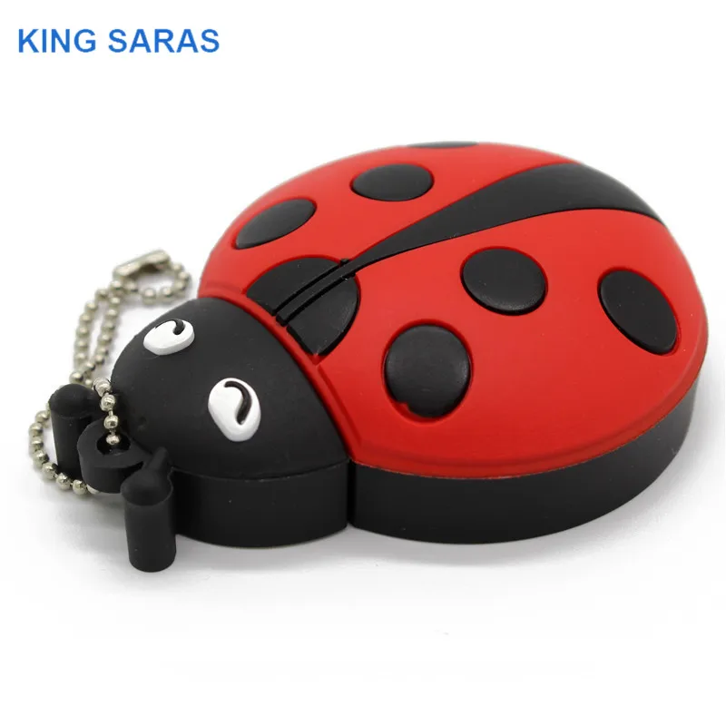Король SARAS с мультипликационным принтом «Жук», модель usb2.0 4 GB/8 GB/16 GB/32 GB/64 ГБ флэш-накопитель USB флэш-накопитель креативный Подарочный флэш-Стик Pendrive