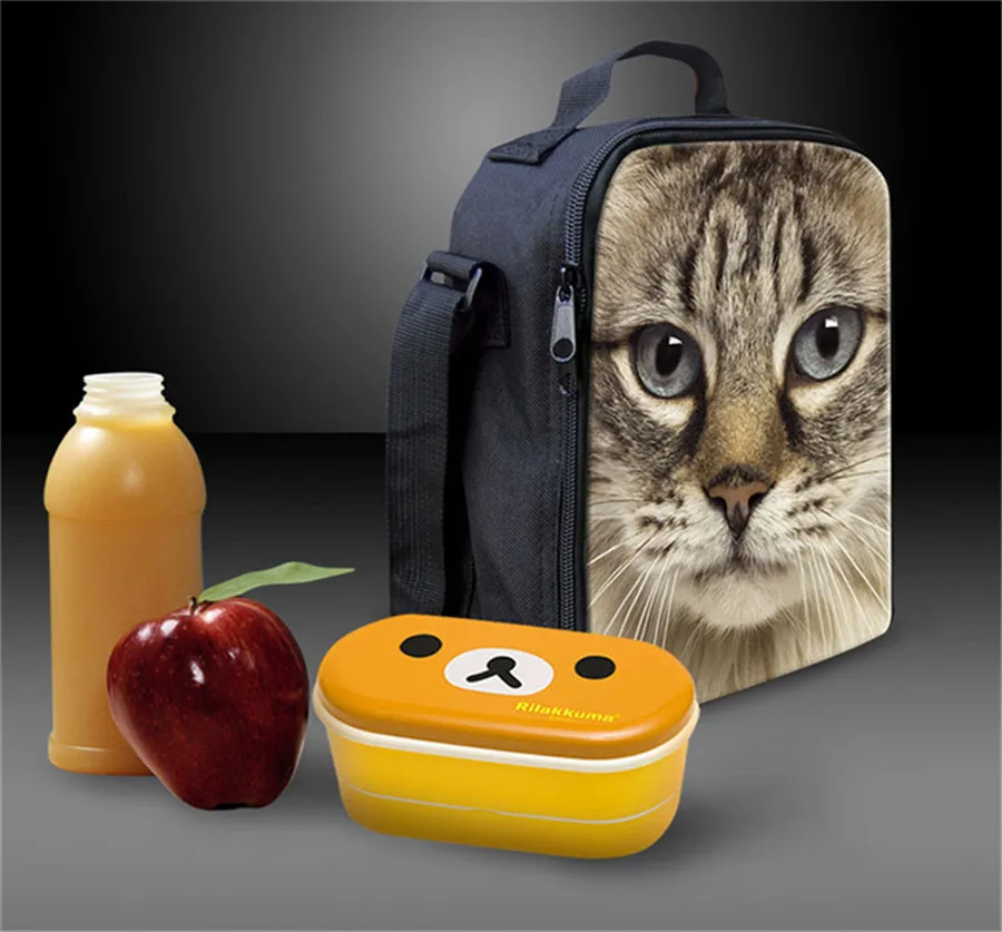 

FORUDESIGNS Cool Animal Wolf 3D Printing Lunch Bags Insulated Outside Picnic Food Lunch Box for Kids Boys School Food Bags Bolsa