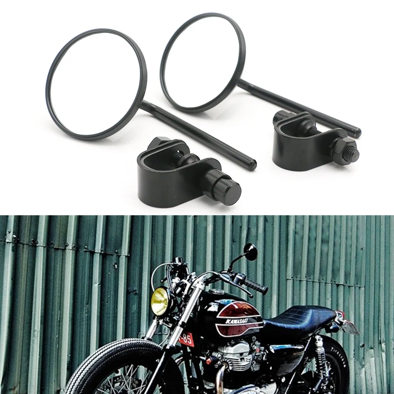 

Universal Clamp On Motorcycle Round 4'' Rearview Mirrors For Honda Harley Yamaha Kawasaki Suzuki Dirt Bike Custom Bobber
