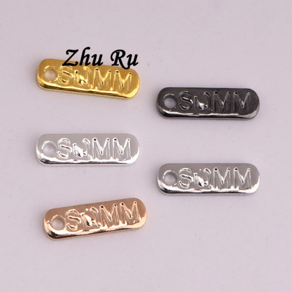 ZHU RU 20 шт./лот 10*3 мм Алфавит гравировка молния форма головы Овальный тег для