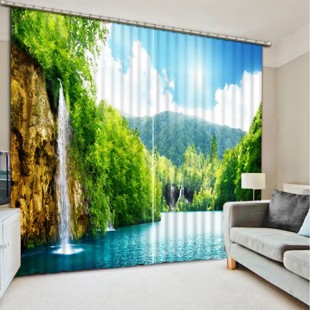 

Landscape waterfalls Curtains Photo Painting Blackout Curtains For Living Room 3D Curtains home Decoration