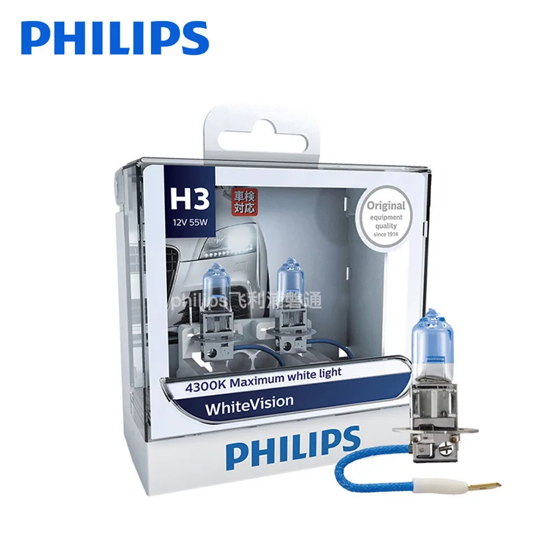 PHILIPS автомобилей галогенные лампы H4 H7 галогенная лампа H1 H3 Авто 12 В 4300 К 55 1100LM