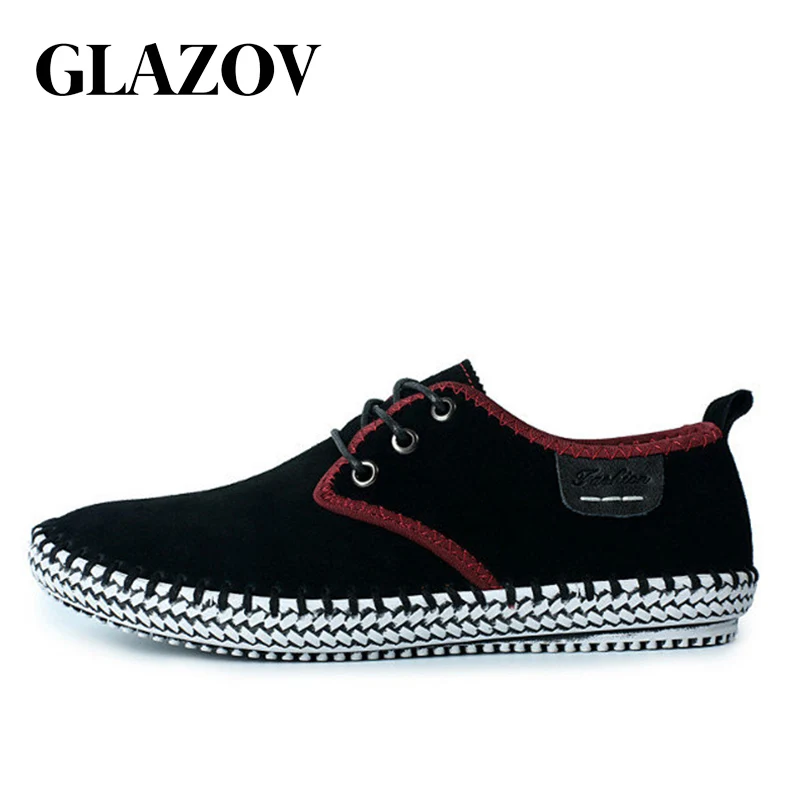 Black Бренд GLAZOV; высококачественные мужские мокасины из замши; кроссовки на плоской подошве; высококачественная повседневная мужская обувь; Мужские дышащие водонепроницаемые мокасины; 48 - Цвет: Black