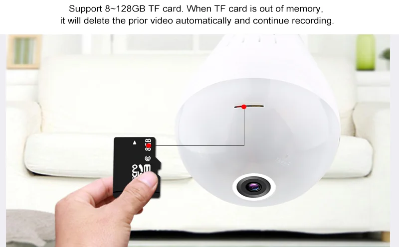 N_eye светодиодный камера HD 3MP 360 градусов панорамная ip-камера домашняя камера безопасности светодиодный светильник лампа Wifi камера детский монитор камера для домашних животных