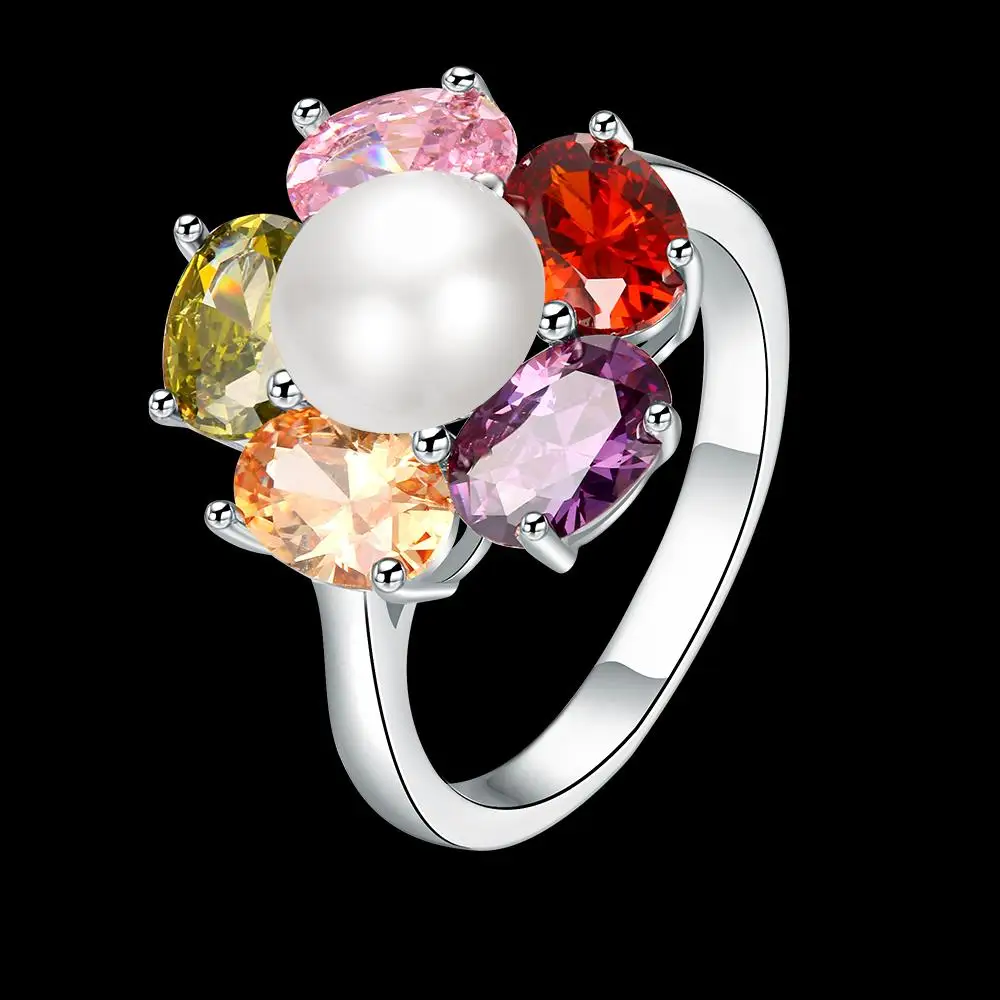 AINUOSHI роскошное кольцо с цветком разноцветное 3.75ct Sona имитация жемчуга