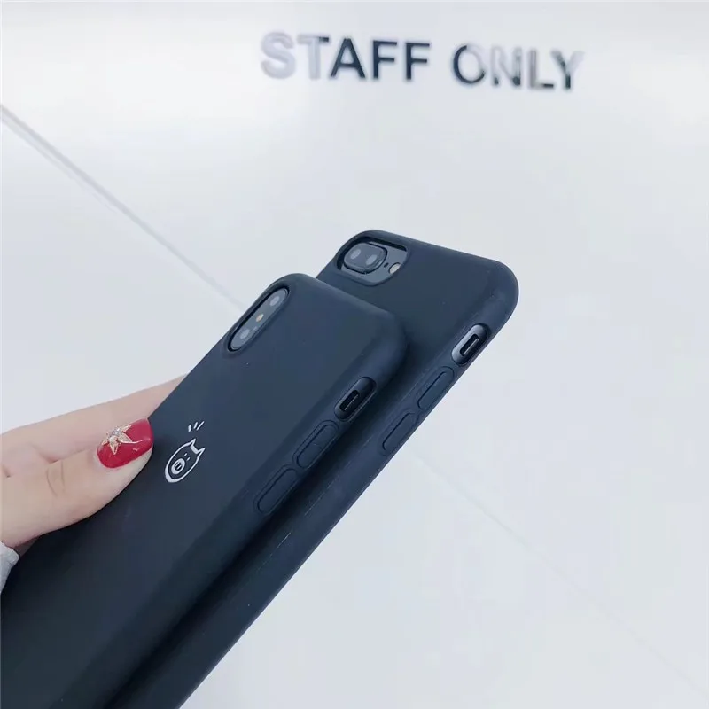 Черный сердце любовь телефона чехол для iPhone X случаи Мода Карамельный Цвет Мягкая