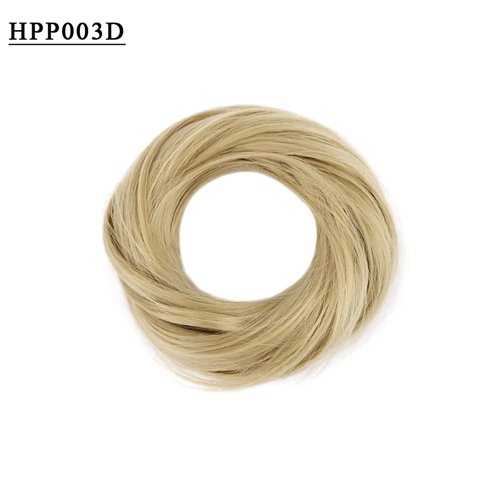 Free Beauty Curly Chignon Brown Blond Hazel Ombre Synthetic Hair Bun Extensions Rubber Band Heat Resistant Fiber for Women Girls - Цвет: HPP003D
