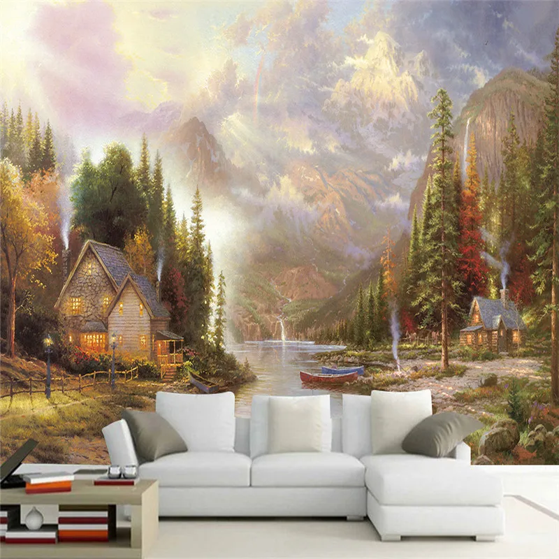 

Фотообои на заказ, 3D винтажная роспись маслом, Настенные обои, натуральный пейзаж, фрески для гостиной, спальни, домашний декор