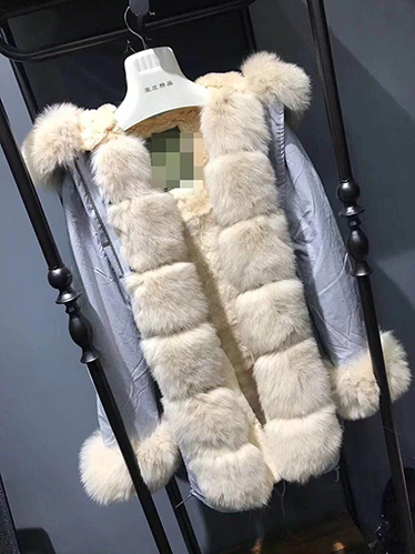 New as photo Теплая куртка с капюшоном из натурального меха рекс с капюшоном из натурального меха куртка из натуральной лисы - Цвет: New as photo