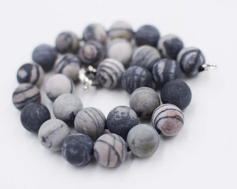 

black veins agate blurry round 14mm necklace 18inch wholesale beads nature FPPJ woman 2017