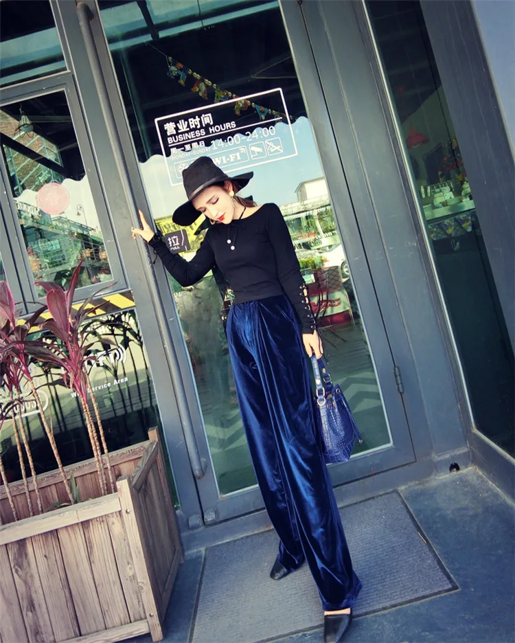 Винтажные вельветовые широкие брюки цвета красного вина Свободные повседневные