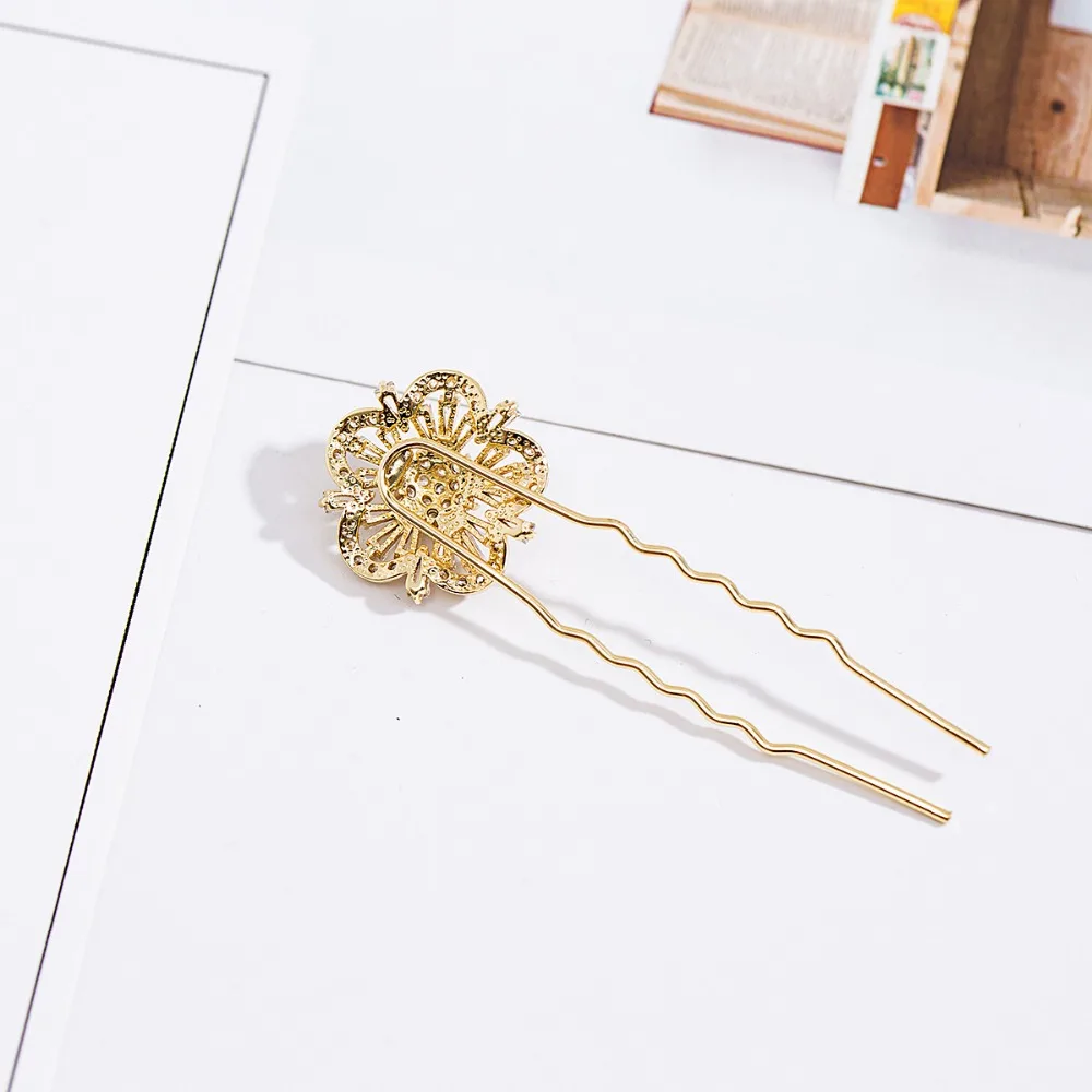 wedding accessories for hair Five leaf flower pin is inserted Small zirconium kanzashi Hair hairpin bride accessory | Украшения и