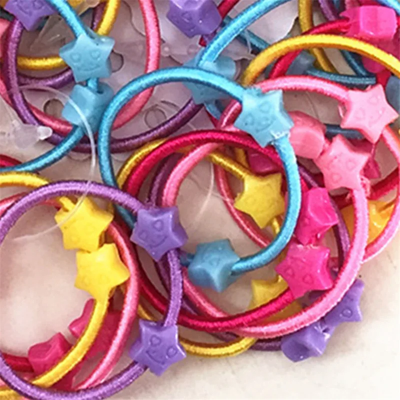 50 pcs stars Styles 1pagCute Girl Ponytail держатель для волос аксессуары для волос тонкая эластичная резинка для детей цветные резинки для волос аксессуары для волос - Цвет: 50 pcs stars Styles