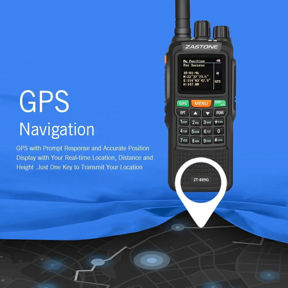 Zastone 889G gps для переносного приемо-передатчика 10 Вт 999CH 3000 мАч UHF 400-520/VHF136-174MHz Любительское радио, Си-Би радиосвязь коротковолновым приемником для исследовать Охота