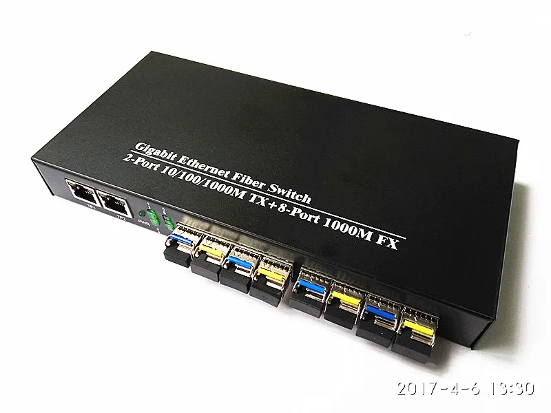 10-портовый гигабитный волоконный коммутатор с 2 портами RJ45 + 8-портовый sfp сетевой 4
