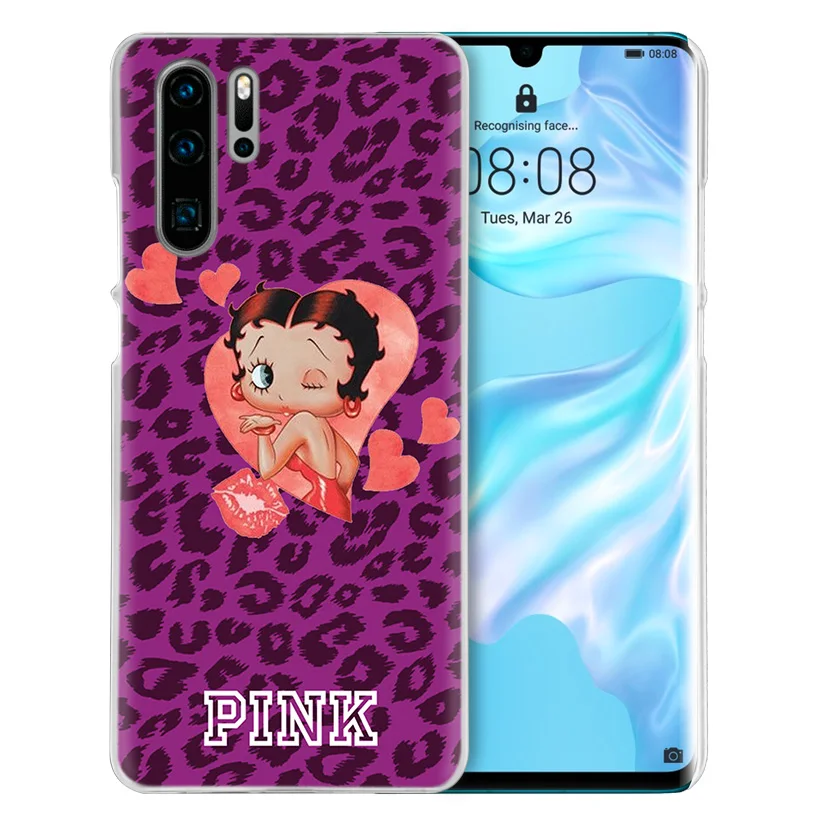 Розовый сексуальный чехол Betty Boop для huawei P20 P30 P Smart Nova 4 3i P10 P9 P8 mate 10 20 lite Pro Mini жесткий чехол для телефона pc
