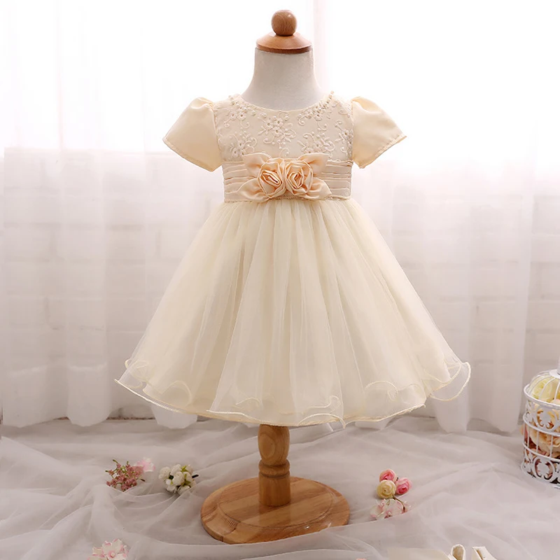 Платья для маленьких девочек с цветочным кружевом Одежда новорожденных Бальное