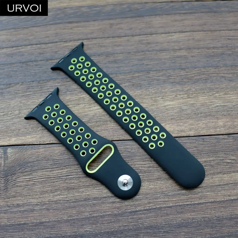 Black Volt URVOI, спортивный ремешок для Apple Watch, Nike+ series 54 321, силиконовый ремешок для iwatch, дышащий, весна, новые цвета, 38, 40, 42, 44 мм - Цвет ремешка: Black Volt