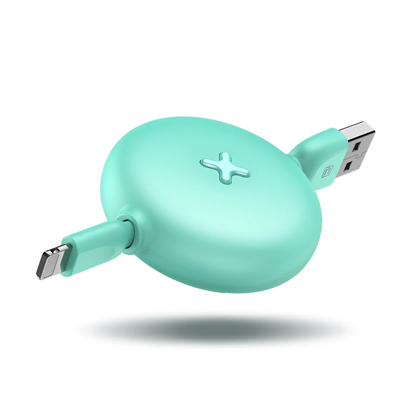 Выдвижной usb-кабель CAFELE для iphone X, XS, MAX, XR, 8, 7, 6 Plus, милый мини-кабель, ультра-светильник, портативный usb-кабель для зарядки и передачи данных - Цвет: Light Green