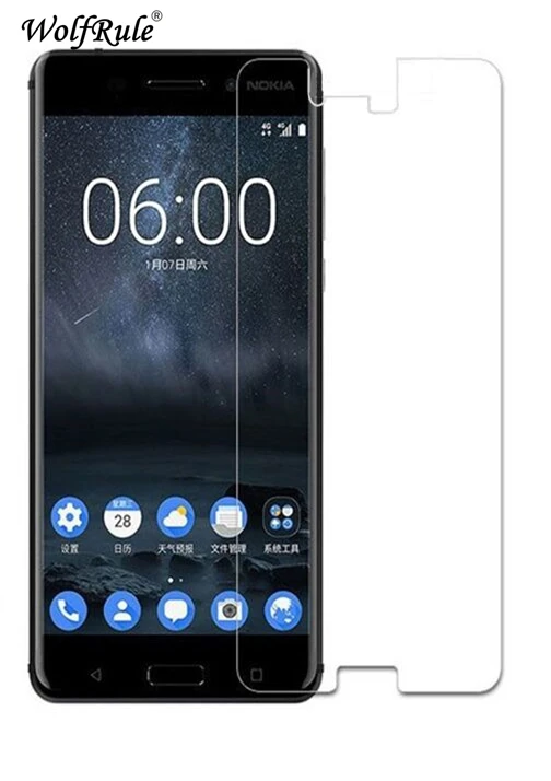 2 piezas de vidrio para Nokia 8 Protector de pantalla de vidrio templado para Nokia 8 vidrio Anti-rasgu&ntilde;o pel&iacute;cula templada para Nokia 8 WolfRule-0
