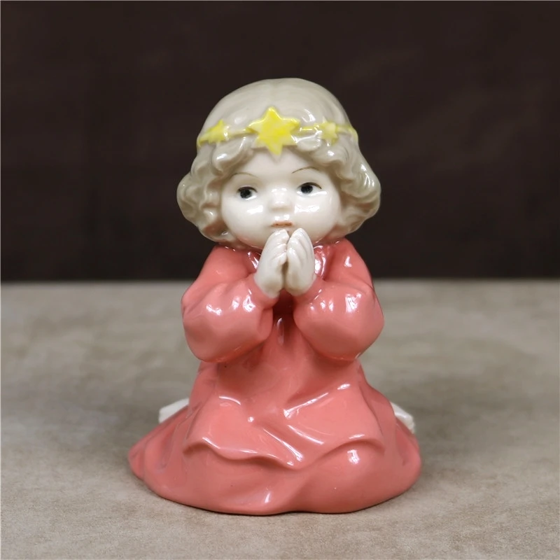 Сказочная фарфоровая статуэтка ангела керамический ангел детское миниатюрное