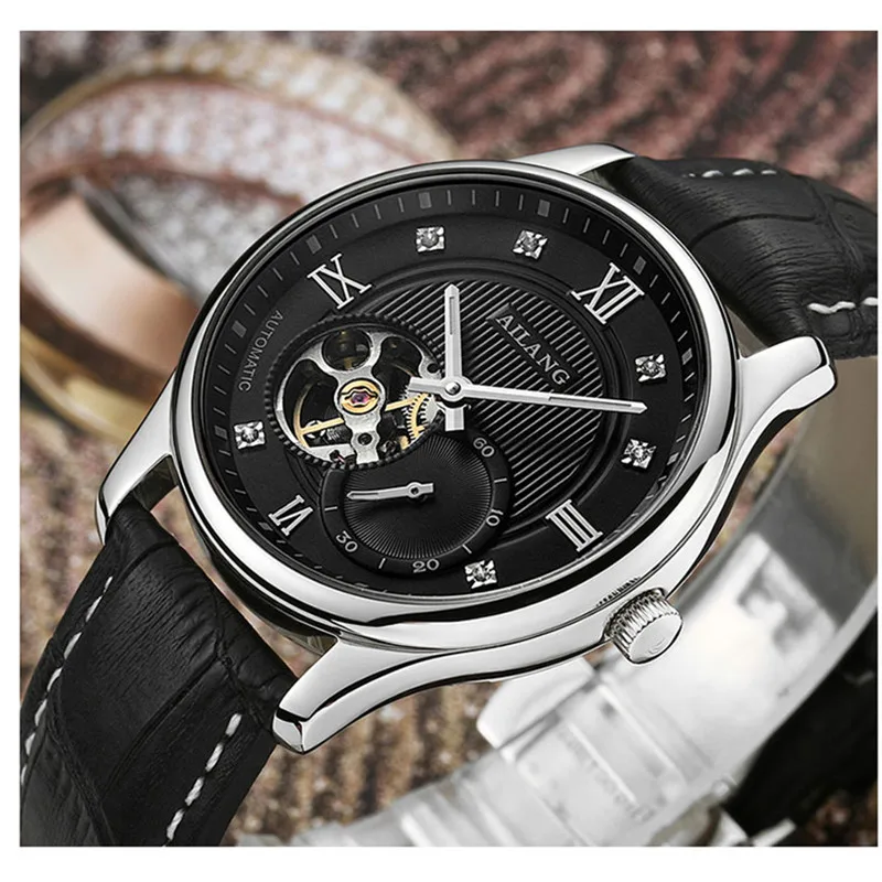 AILANG Tourbillon Мужские часы люксовый бренд Мужские часы автоматические часы алмаз Relogio синий сапфир механические часы