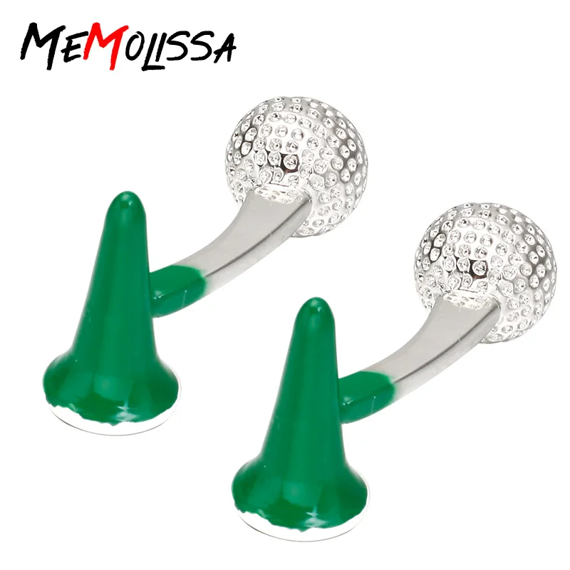 

MeMolissa Luxury Ball Cuff links Nail Shape Design with Green Enamel Plated Wedding Cufflinks High Quality Mens Cufflinks