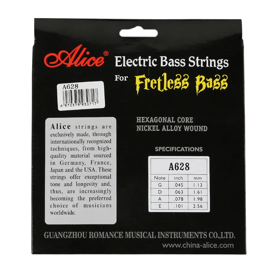 Алиса A628 Fretless 4 струны для электрической бас-гитары полный набор Strings