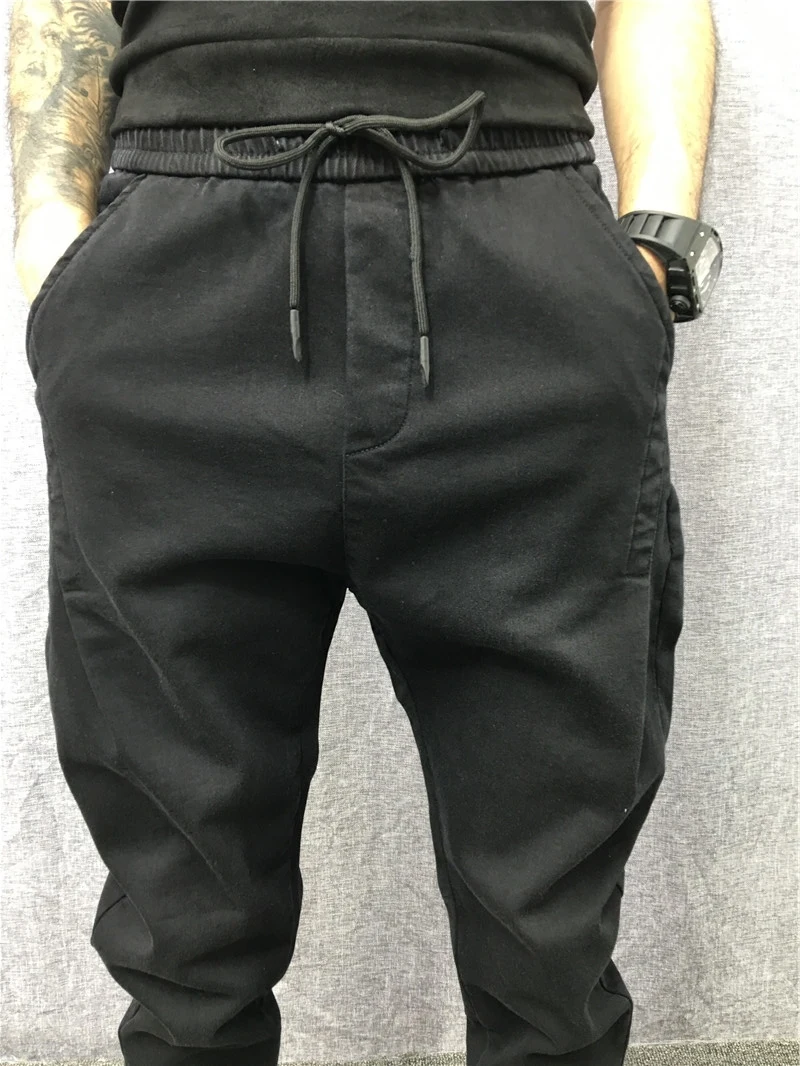 Весенние мужские облегающие штаны черные шаровары в стиле хип хоп панк|Шаровары|