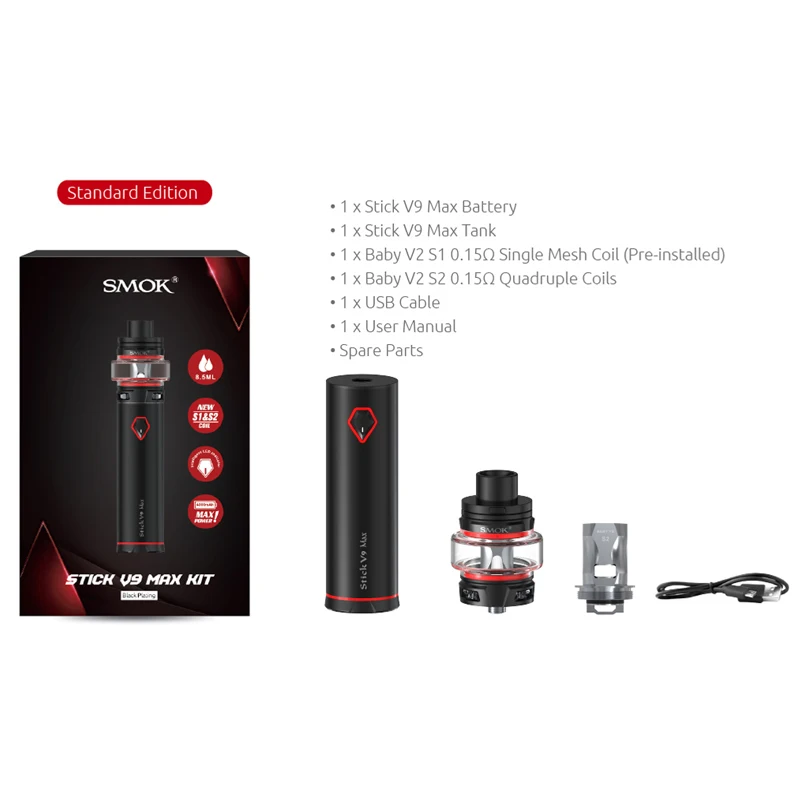 Новейший набор SMOK Stick V9 max 4000 мА/ч для вейпа с аккумулятором 8 5 мл испаритель Vs