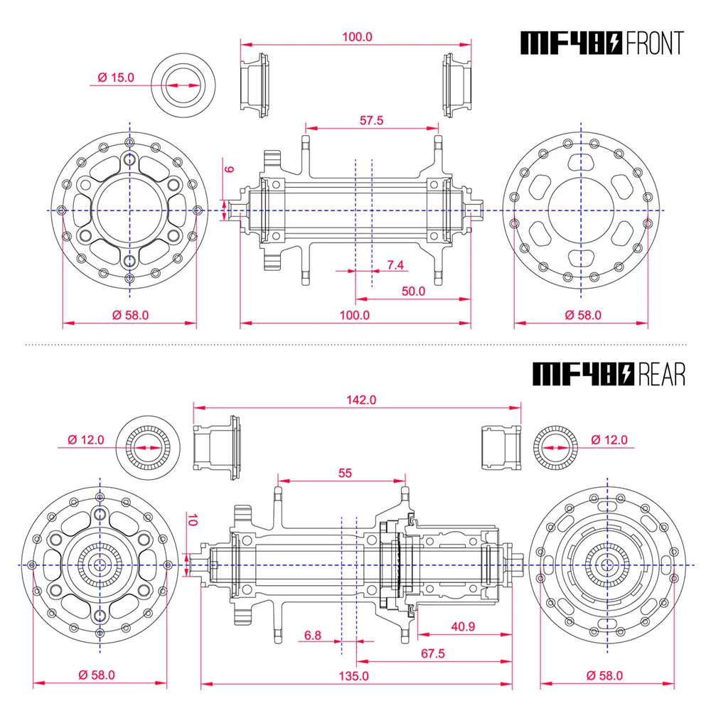 KOOZER Новинка MF480 передняя, Задняя Ступица набор 2/4 подшипники 24T трещотка 32 отверстия быстросъемные через ось горный велосипед ступицы для Shimano XD