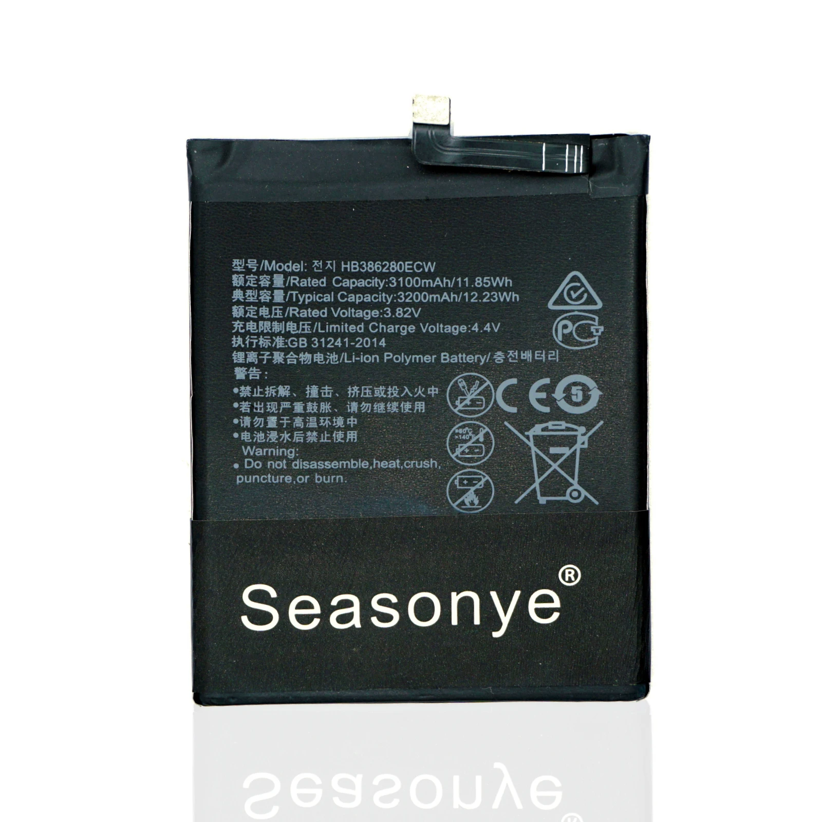 Seasonye 3100mAh / 11.85Wh HB386280ECW Замена телефона Li-Polymer аккумулятор для Huawei honor 9 P10 VTR-AL00 Ascend 5 1
