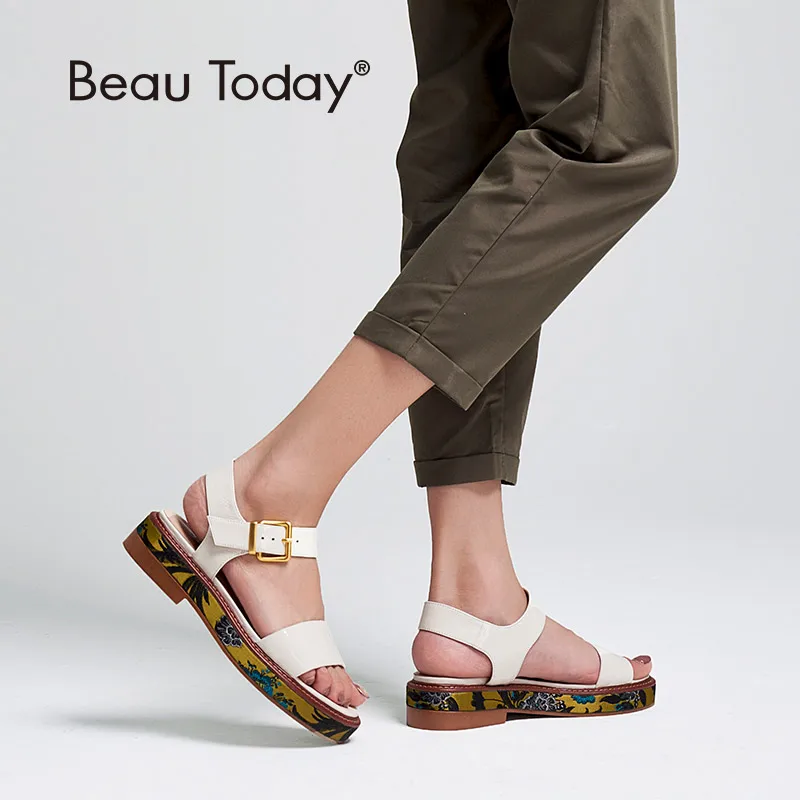 Женские сандалии на платформе BeauToday летние туфли из лаковой кожи с изящной