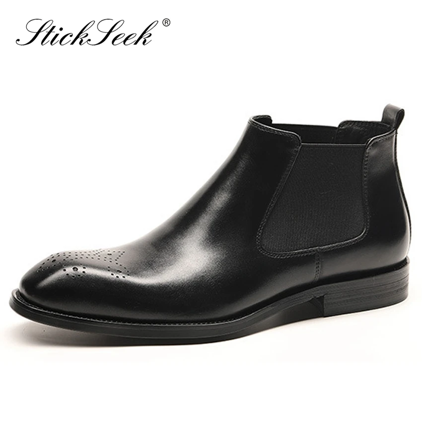 New Arrival Genuine Leather Formal Man Chelsea Ankle Boots High-Top Handcrafted Riding Men's Breathable Shoes SG198 | Обувь