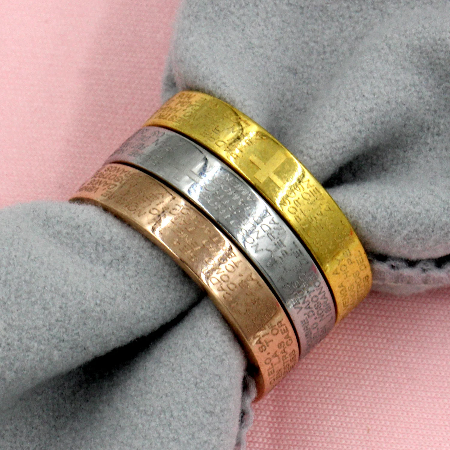 LUXUSTEEL 3 шт./лот религиозные кольца из нержавеющей стали для женщин и мужчин разные