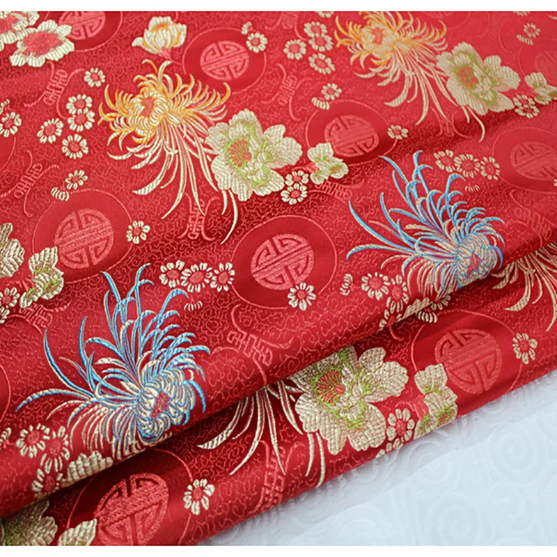 Hohe qualität rot floral jacquard brokat damast stoff für cheongsam kleid kissen abdeckung vorhang patchwork 75x 100cm