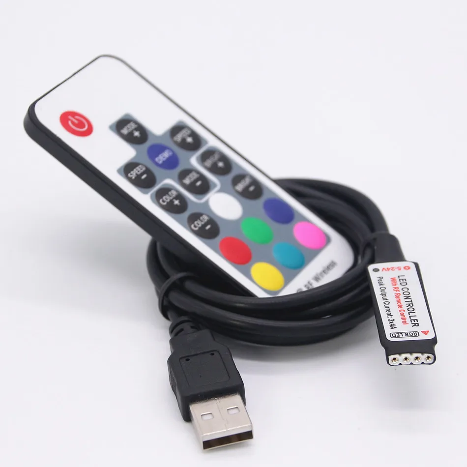 DC 5 в USB светодиодный RGB контроллер мини 17Key RF беспроводной пульт дистанционного