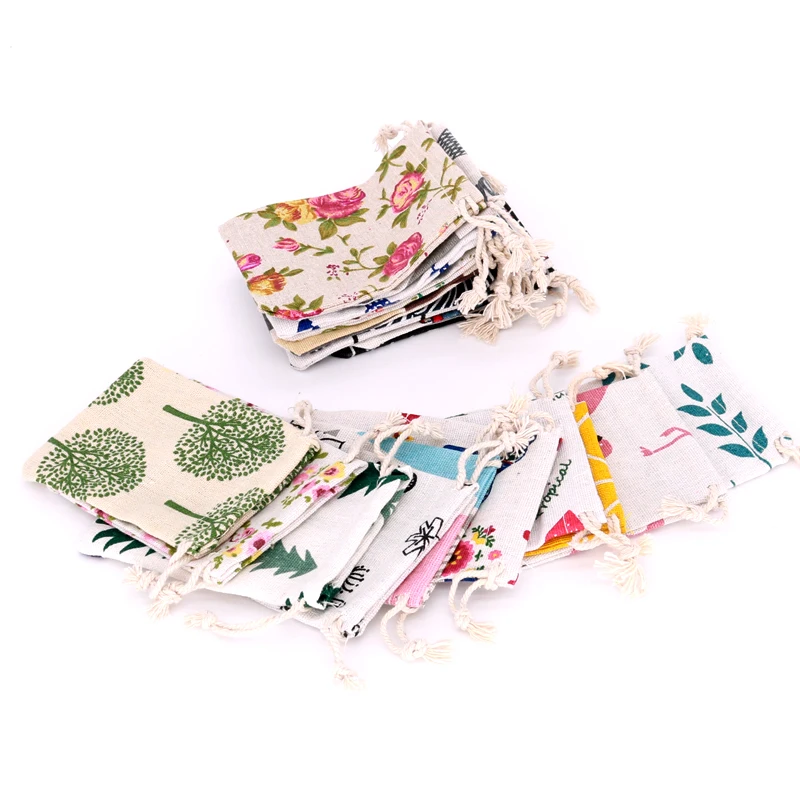 5Pcs/Lot Small Cotton Bags 8x10 9x12cm Linen Drawstring Gift Bag Party Favor Muslin Pouch Sachet Candy Jewelry Packaging Bags